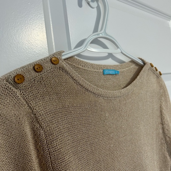 J. McLaughlin Beige Crewneck Sweater with Button Accents - Picture 5 of 8